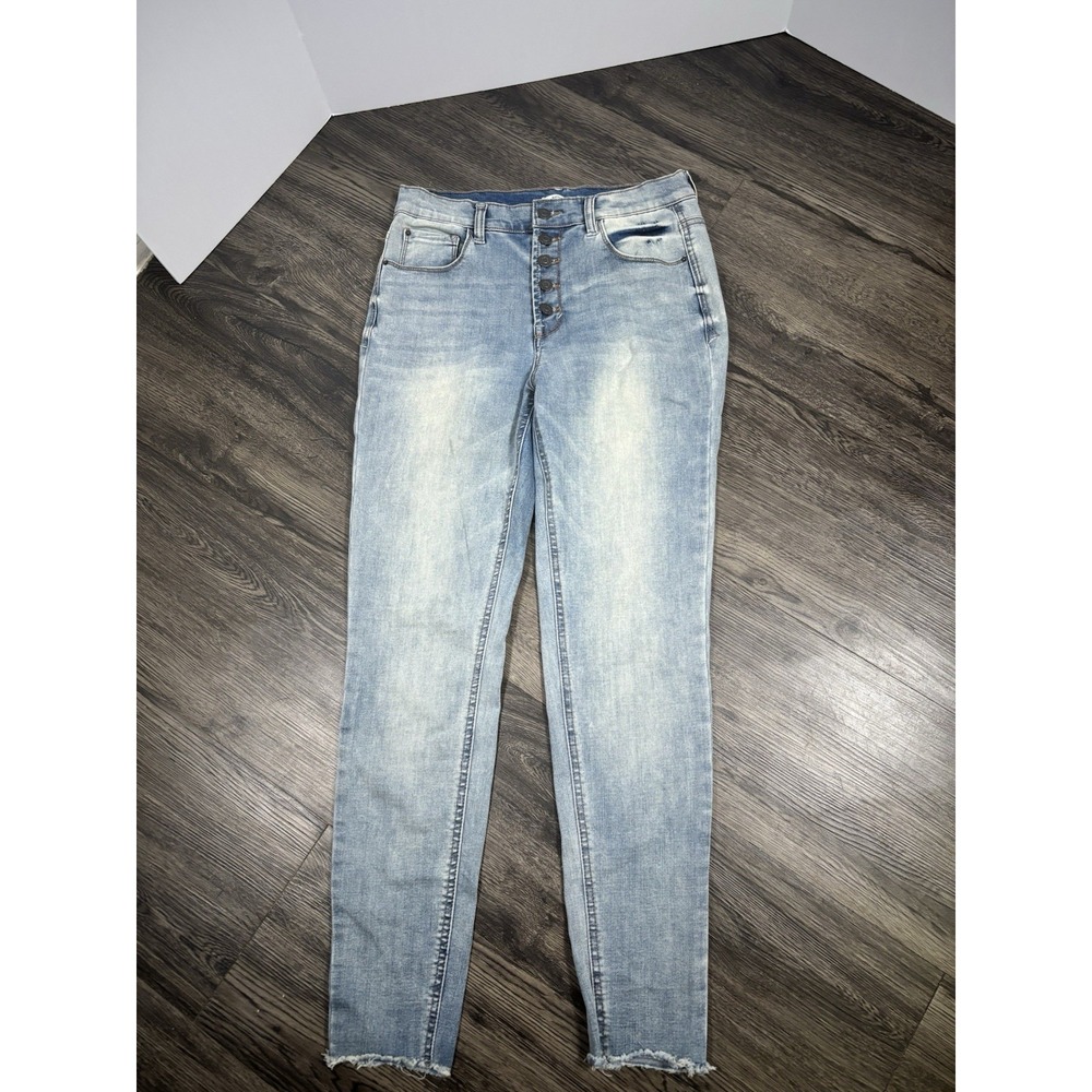Kensie Jeans Size 8/29 High Rise Button Fly Raw Hem Light Wash Denim